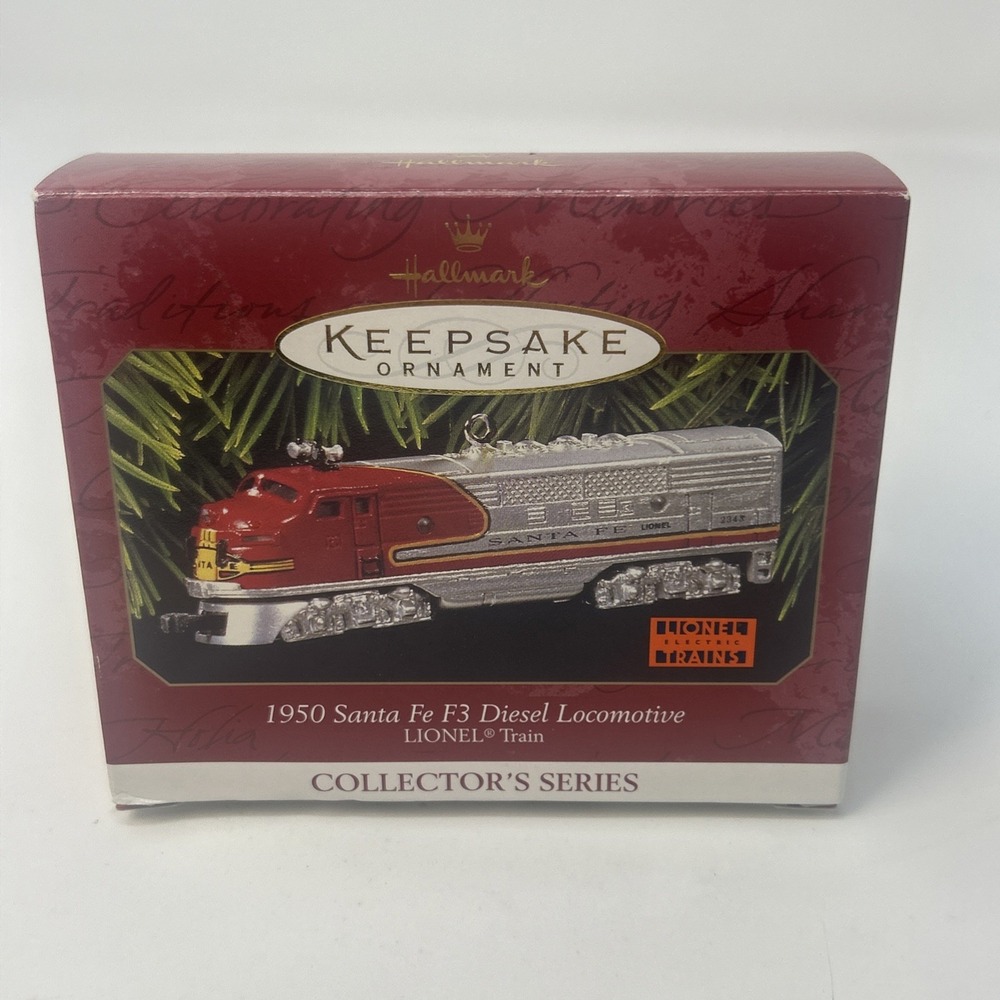 1997 Hallmark Keepsake Ornament 1950 Santa Fe F3 Diesel Locomotive Lionel Train